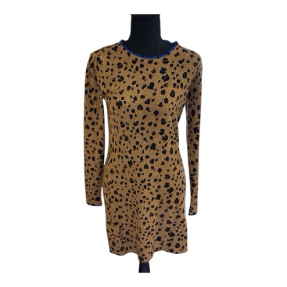 27 Miles Malibu luxury Cashmere/wool blend Leopard tunic mini sweater dress. S